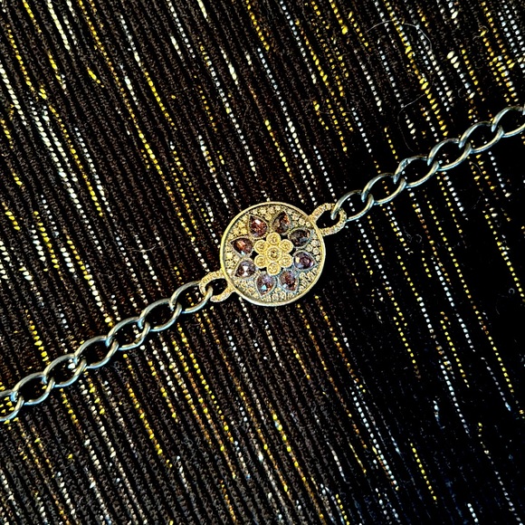 Authentic Cynthia Ann Jewels amethyst, diamond, silver, and gold bracelet 7” - Picture 1 of 5